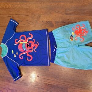 Gymboree Blue and Green Kids Swim Trunks Set